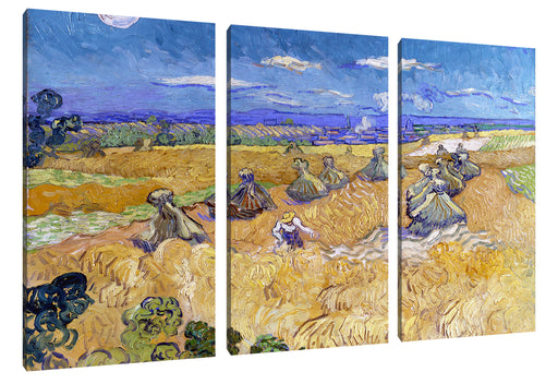 Vincent Van Gogh - Weizenfeld mit Mähern Auvers  Leinwanbild 3Teilig