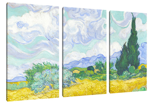 Vincent Van Gogh - Weizenfeld mit Zypressen  Leinwanbild 3Teilig