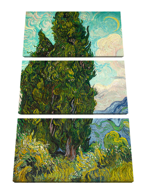 Vincent Van Gogh - Zypressen  Leinwanbild 3Teilig