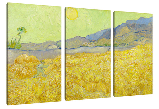 Vincent Van Gogh - Weizenfeld mit Mäher  Leinwanbild 3Teilig