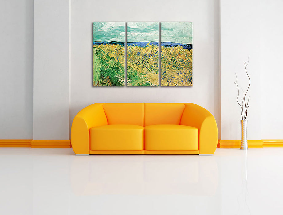 Vincent Van Gogh - Weizenfeld mit Kornblumen  Leinwandbild im Wohnzimmer 3Teilig