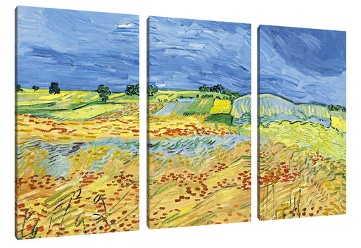 Vincent Van Gogh - Weizenfeld mit stürmischem Himmel  Leinwanbild 3Teilig