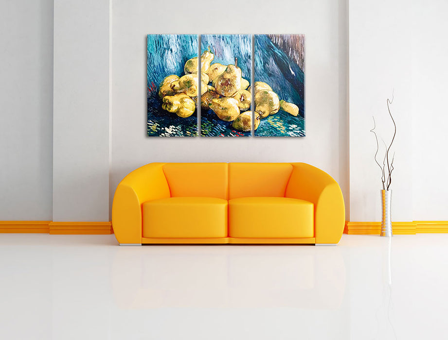 Vincent Van Gogh - Stillleben mit Birnen  Leinwandbild im Wohnzimmer 3Teilig