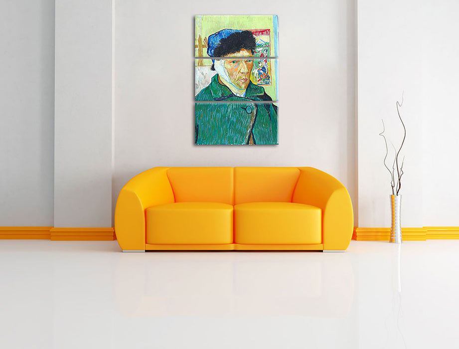 Vincent Van Gogh - Selbstportrait mit bandagiertem Ohr Leinwandbild im Wohnzimmer 3Teilig