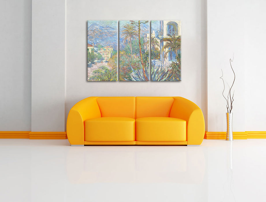 Claude Monet - Villen in Bordighera Impressionismu Leinwandbild im Wohnzimmer 3Teilig