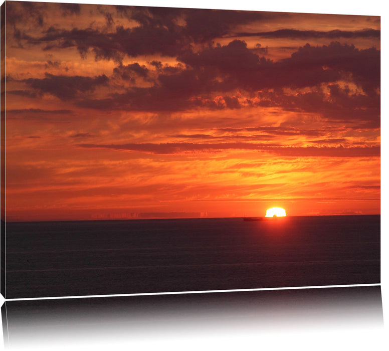 Pixxprint Sonnenuntergang über Meer, Leinwandbild