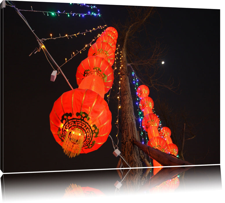 Pixxprint traditionelle chinesische Lampions, Leinwandbild