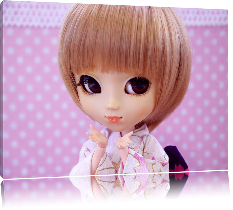 Pixxprint Puppe im traditionellen Kimono, Leinwandbild