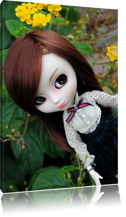 Pixxprint Püppchen im Blumenstrauch, Leinwandbild