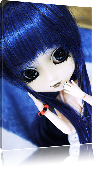 Pixxprint Pullip-Puppe mit blau Haaren, Leinwandbild