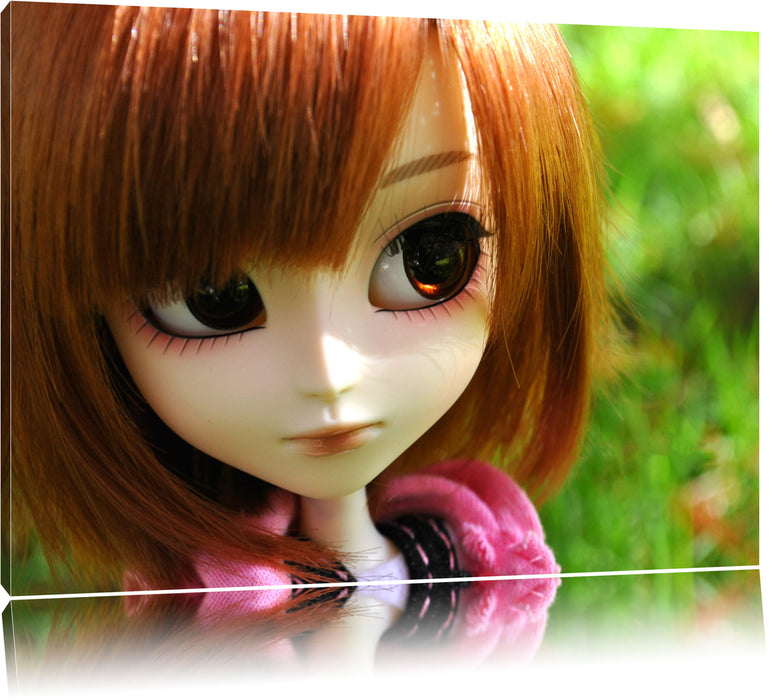 Pixxprint Pullip-Püppchen auf Sommerwiese, Leinwandbild