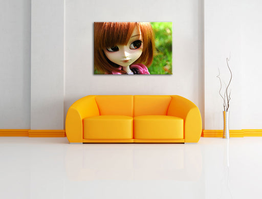Pullip-Püppchen auf Sommerwiese Leinwandbild über Sofa