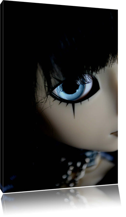 Pixxprint Pullip mit strahlend blau Augen, Leinwandbild