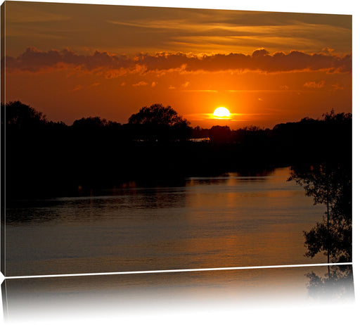 Sonnenuntergang über Fluss Leinwandbild
