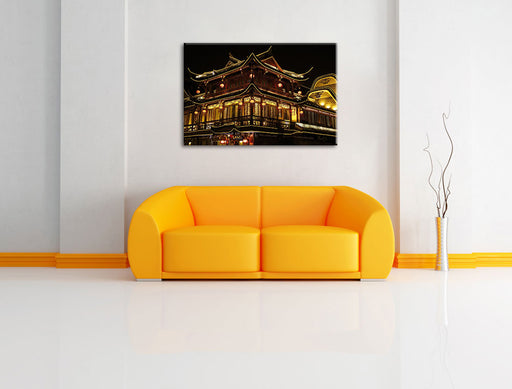 Dark prächtiges chinesisches Haus Leinwandbild über Sofa