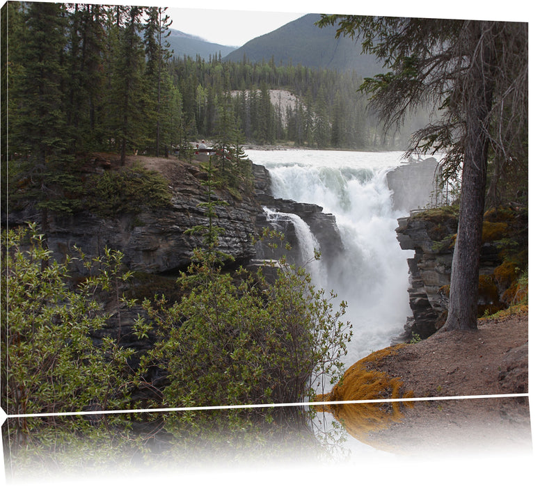 Pixxprint Wasserfälle im Wald, Leinwandbild