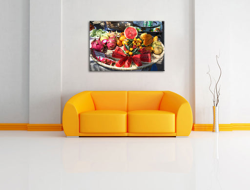 exotischer Fruchtteller Leinwandbild über Sofa