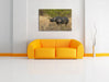 Nashorn in der Savanne Leinwandbild über Sofa