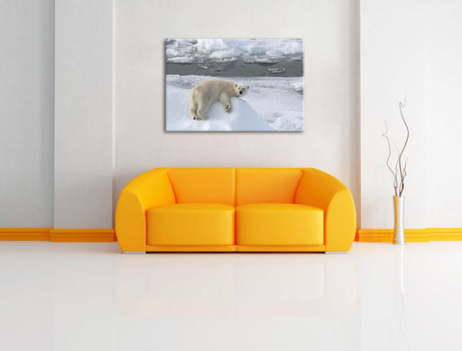 Eisbär auf Eisberg Leinwandbild über Sofa