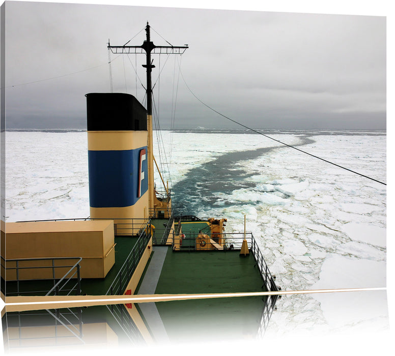 Pixxprint riesiges Schiff in Eisdecke, Leinwandbild