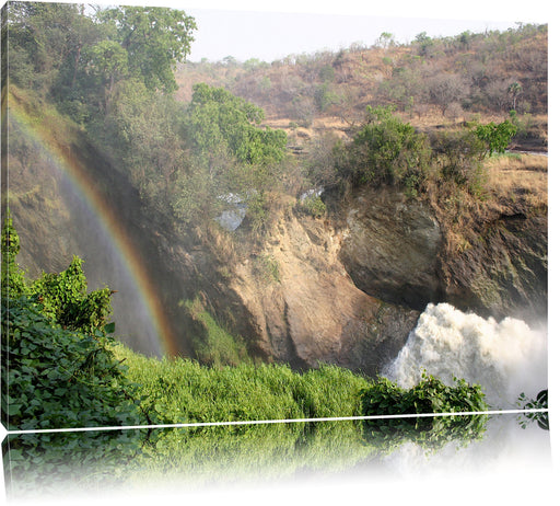 Regenbogen über Wasserfall Leinwandbild