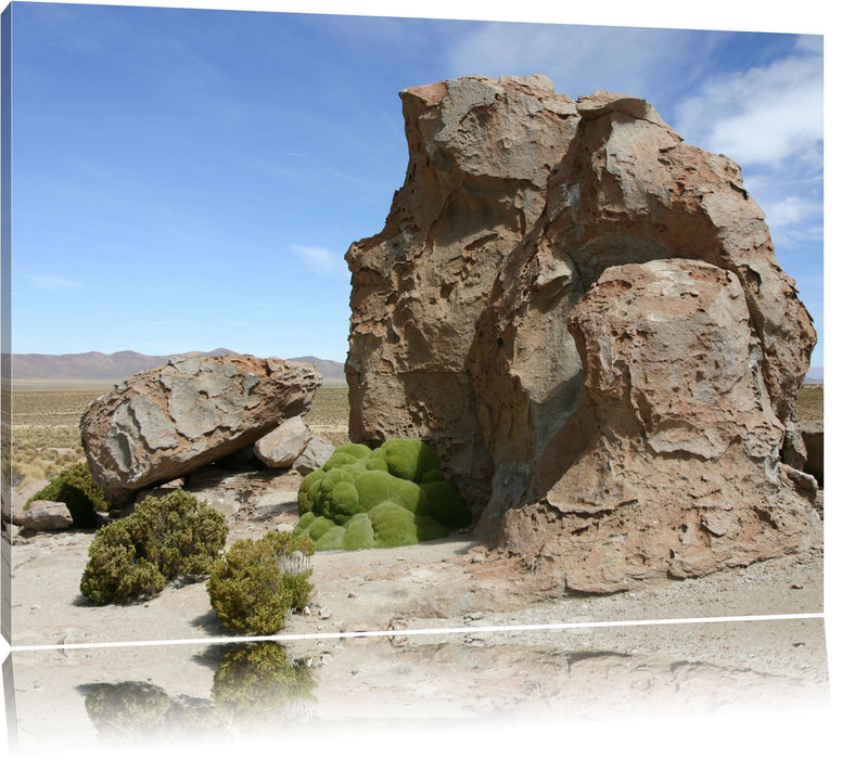 Pixxprint Felsbrocken in der Wüste, Leinwandbild