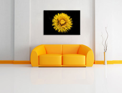 Dark prächtige gelbe Blume Leinwandbild über Sofa