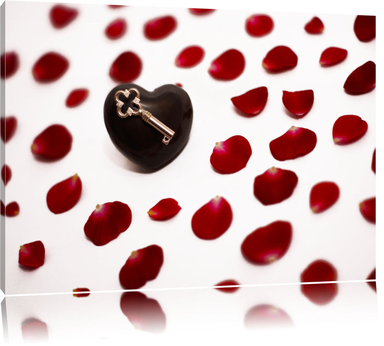 Pixxprint Stein zwischen Rosenblättern, Leinwandbild