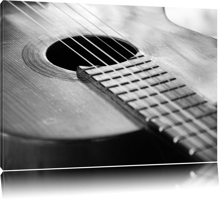 Pixxprint Gitarrensaiten am Schallloch, Leinwandbild