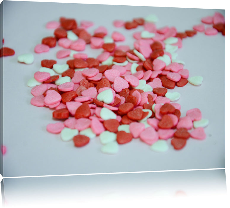 Pixxprint kleine bunte Herzen, Leinwandbild