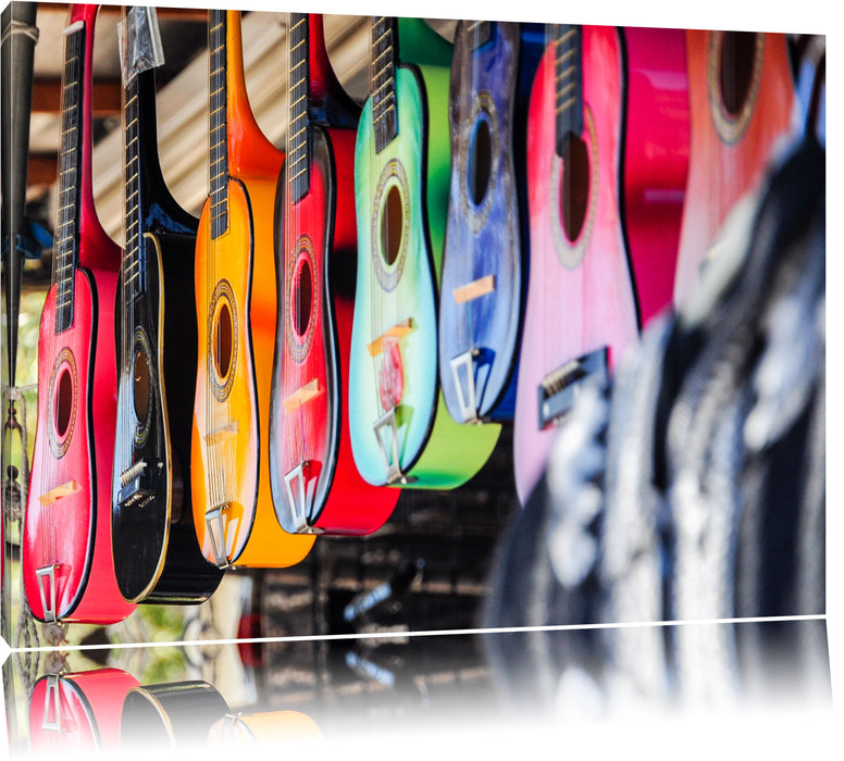 Pixxprint bunte Gitarren, Leinwandbild