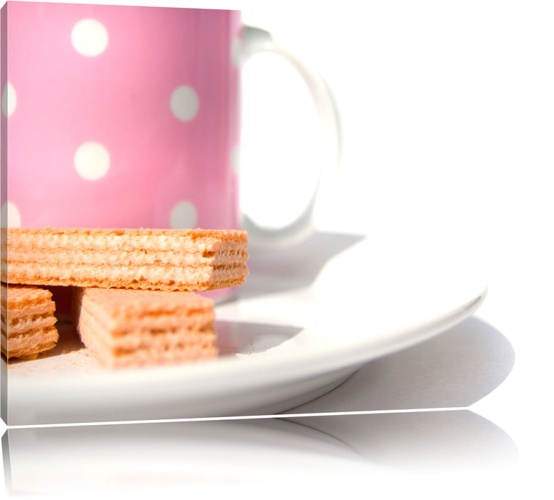 Pixxprint Kaffee und Waffeln, Leinwandbild