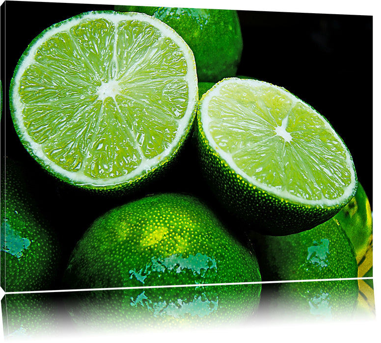 Pixxprint aufgeschnittene Limetten, Leinwandbild