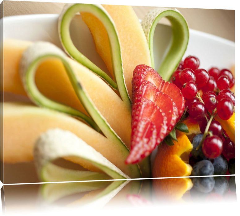Pixxprint bunte Obstschale, Leinwandbild