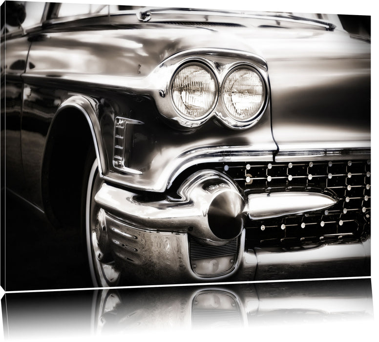 Pixxprint Oldtimer in schwarz weiß, Leinwandbild