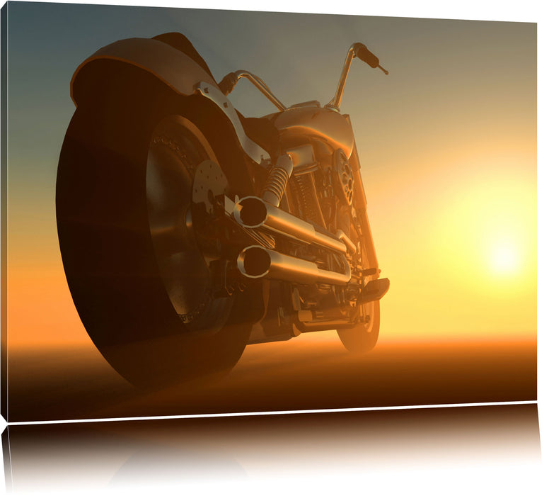 Pixxprint Edles Motorrad beim Sonnenuntergang, Leinwandbild