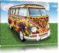 Kult 60Â´s Flower Power Hippie Bus Leinwandbild
