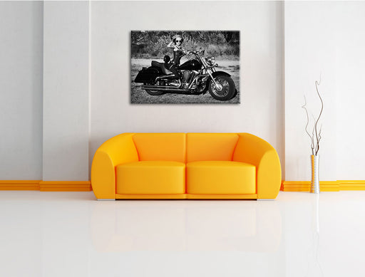 Model auf Luxus Motorrad Leinwandbild über Sofa