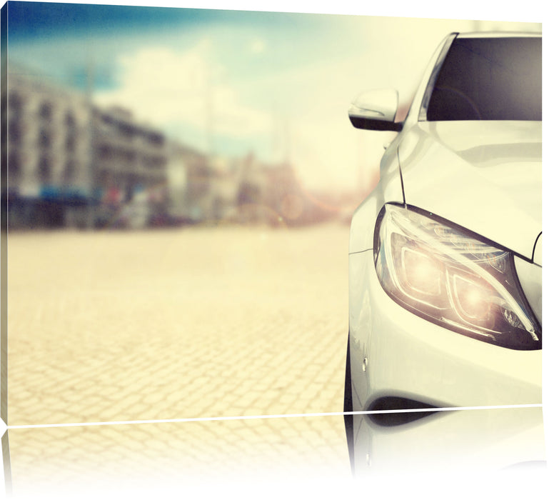 Pixxprint Edle Limousine Frontansicht, Leinwandbild