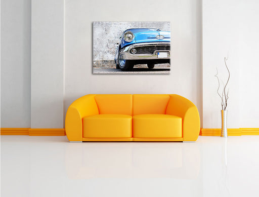 Blauer Oldtimer in Los Angeles Leinwandbild über Sofa