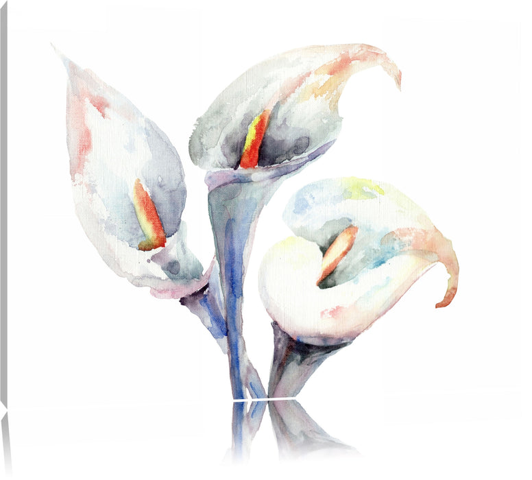 Pixxprint Aquarell Blüten Callas Kunst, Leinwandbild