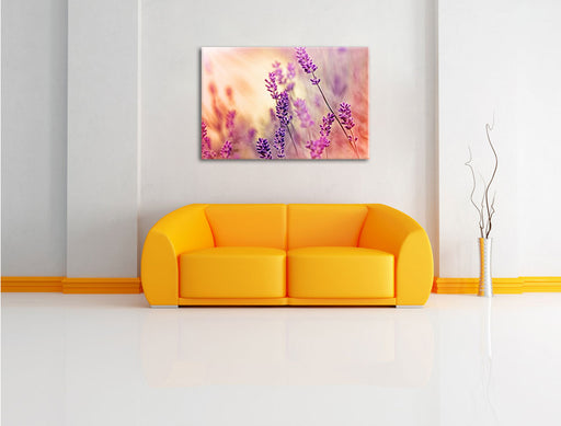 Eleganter Lavendel Leinwandbild über Sofa