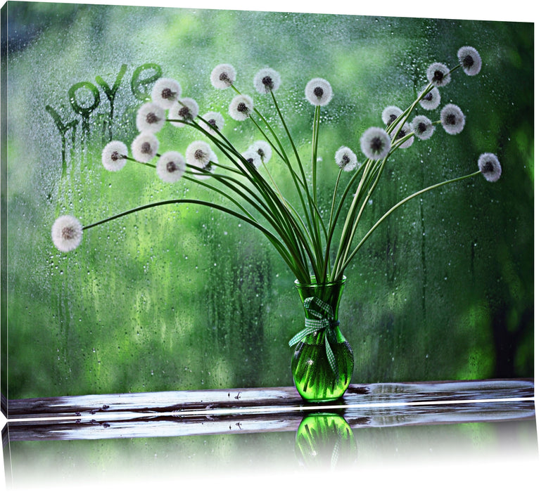 Pixxprint Pusteblumen am Fenster, Leinwandbild
