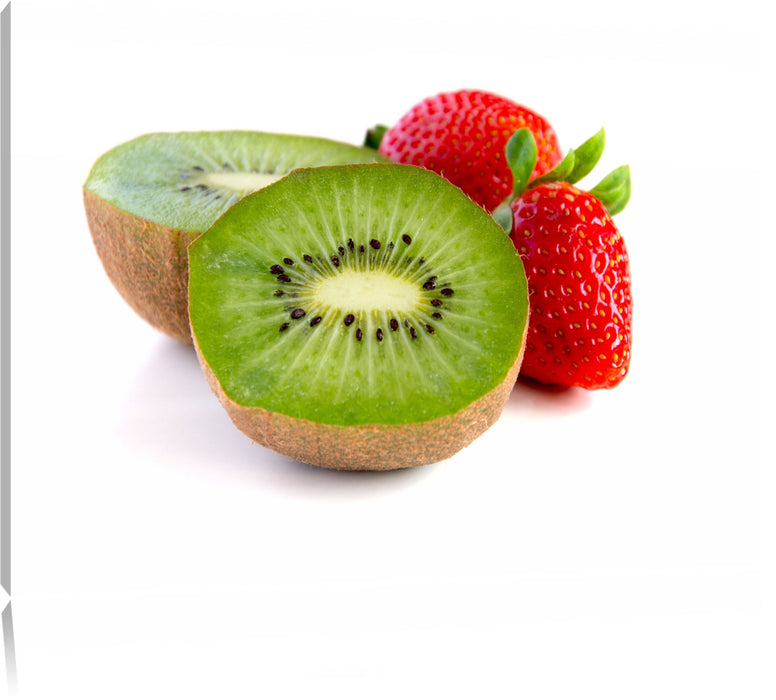 Pixxprint Kiwi und Erdbeeren, Leinwandbild