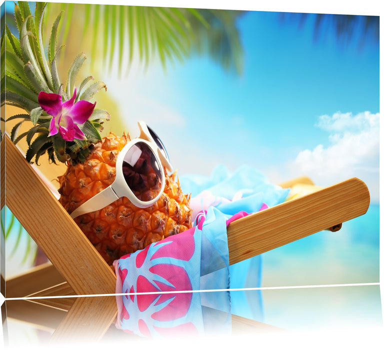 Pixxprint Ananas macht Urlaub, Leinwandbild