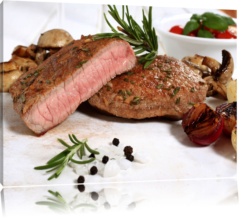 Pixxprint Saftiges Steak Medium, Leinwandbild