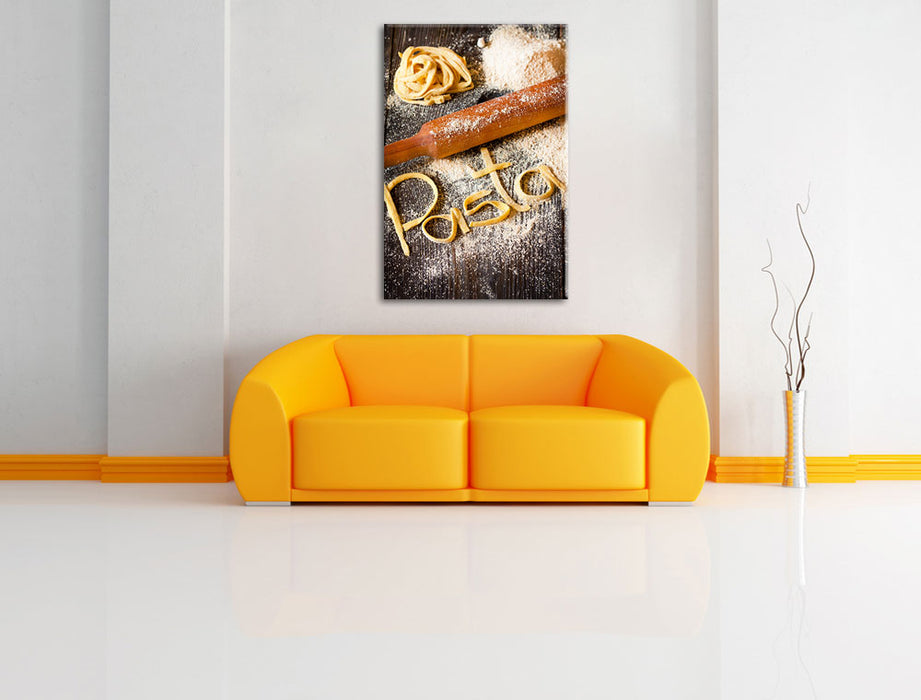 Frische Nudeln Pasta Italia Leinwandbild über Sofa