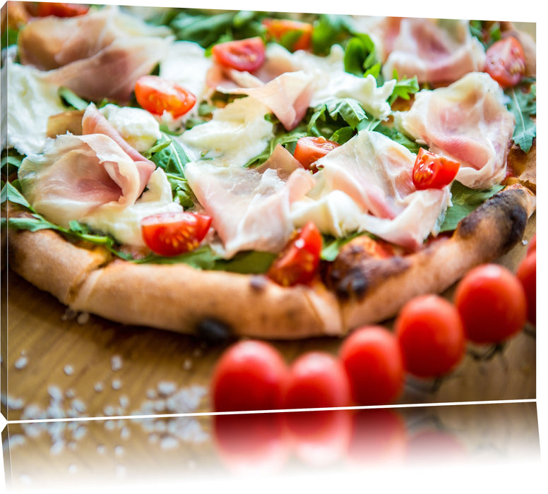 Pixxprint Pizza mit Parmaschinken, Leinwandbild
