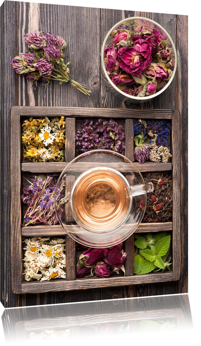 Pixxprint Blumen in rustikalem Setzkästchen, Leinwandbild