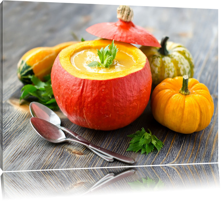 Pixxprint Leckere Kürbissuppe, Leinwandbild